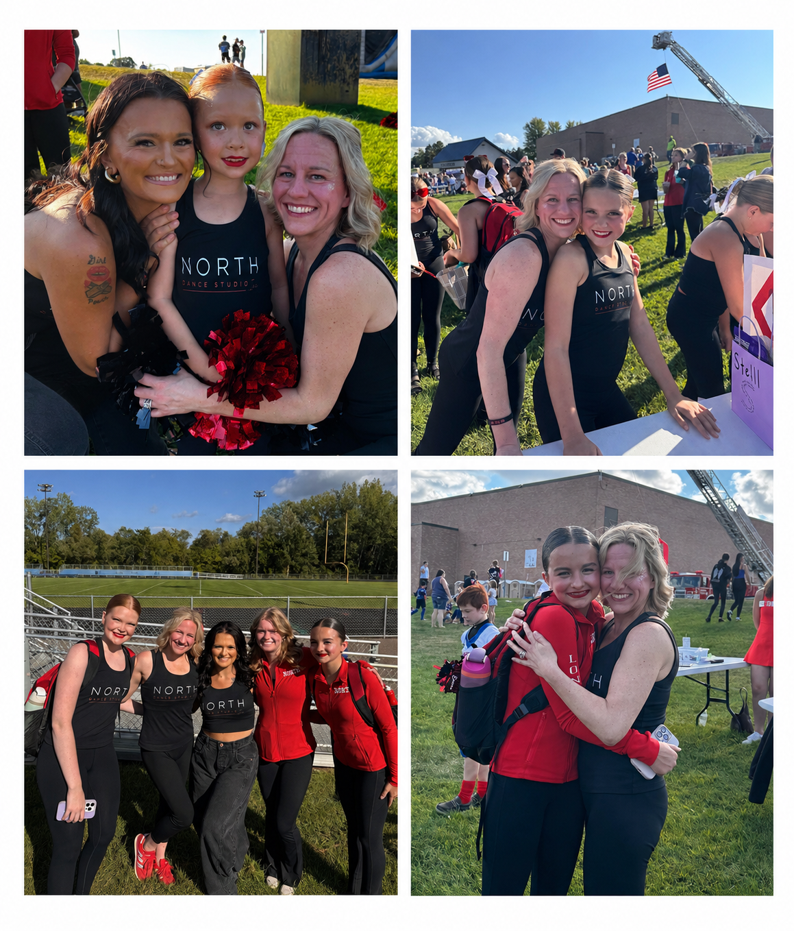 Collage of North Dance Studio dancers and families on game day